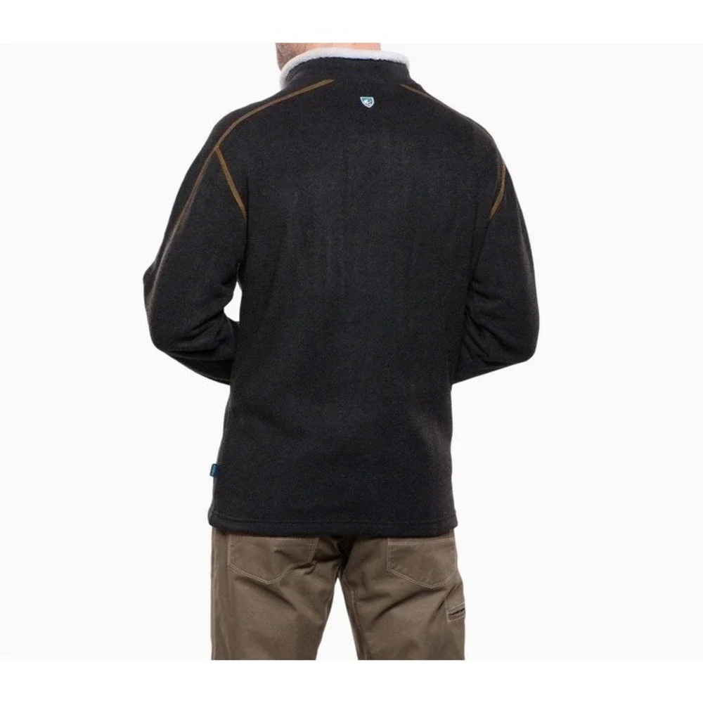 Kuhl Alfpaca Fleece Sweater Mens‎ XL Black 1/4 Zip Shearling Lined Performance